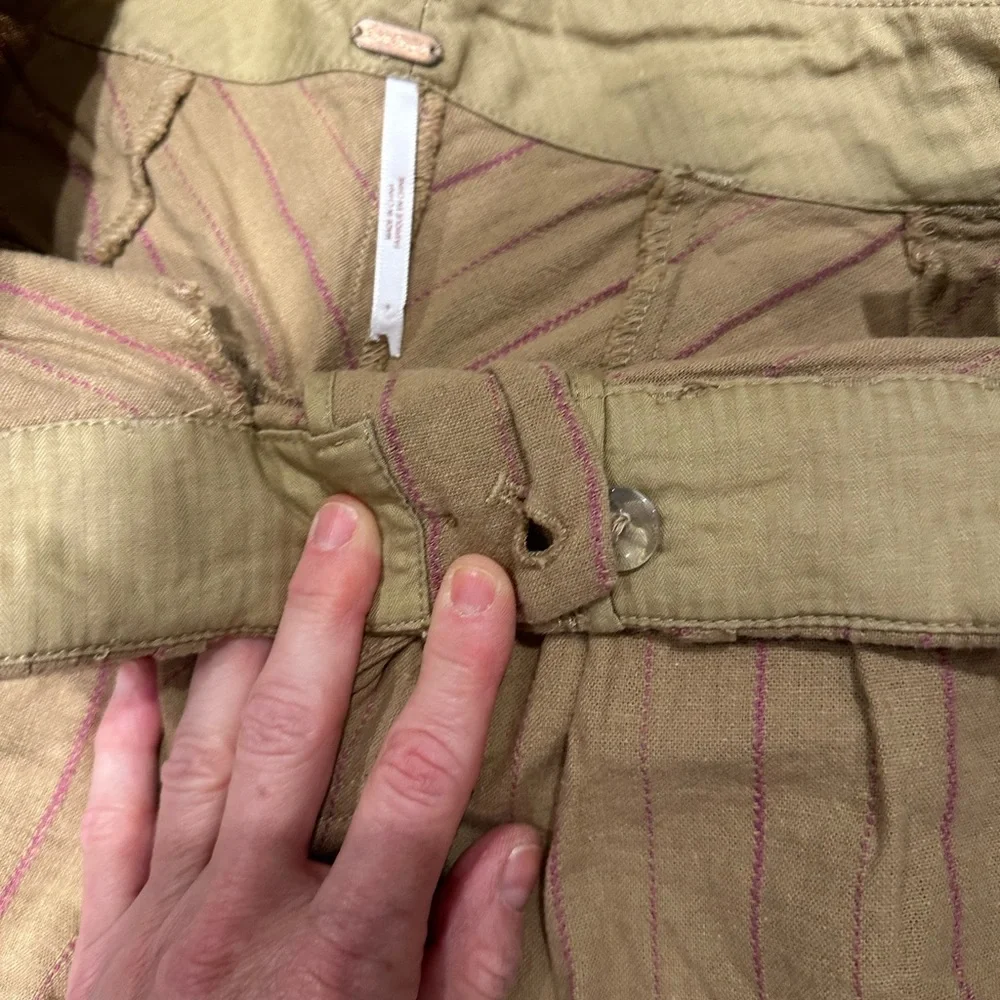 Free People Tan Trousers with Pink Stripes - Picture 2 of 4